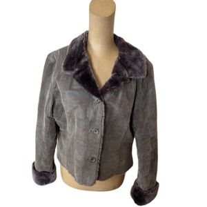 Roper Leather & Faux Fur Brown Jacket Size Large